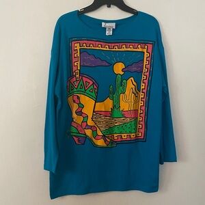 Colorful Graphic Long tee t Sleeve Shirt top size medium 
Western boot snake